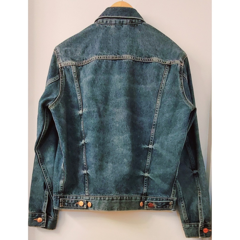 Warp + Weft Jean Trucker Jacket Denim Sea Seattle Scout Blue SM Copper Unisex - Picture 11 of 16